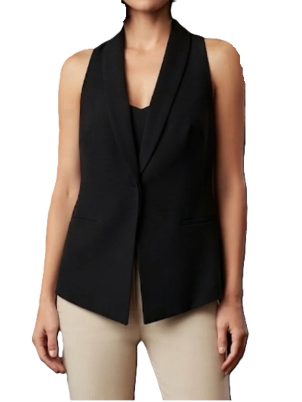 CAbi Black Eclipse Racerback Tuxedo Vest Size S NWT